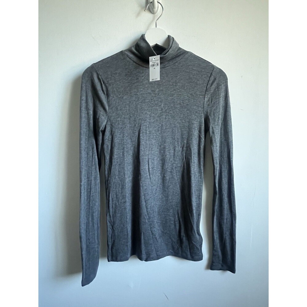 Gap Grey Ribbed Turtleneck Top Modal Soft Sz XS Basic Capsule Minimalist Layer